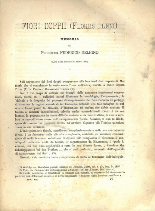 Fiori doppii (Flores pleni). Memoria - Federico Delpino - copertina