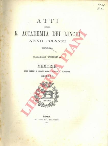 Giunte all'Opera "Gli Scrittori d'Italia" del conte Giammaria Mazzuchelli, tratte dalla Biblioteca Alessandrina e presentate dal Socio corrisp. Enrico Narducci nella seduta del 15 gennaio 188 - copertina