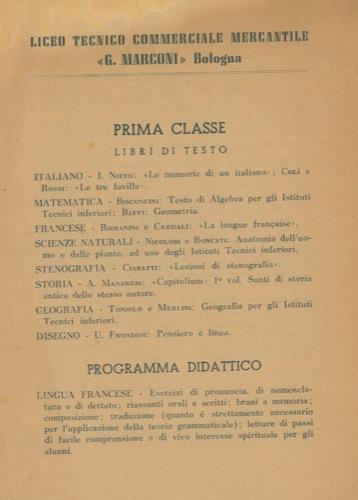 Libri di testo e Programma didattico. Prima, Seconda, Terza, Quarta classe - copertina