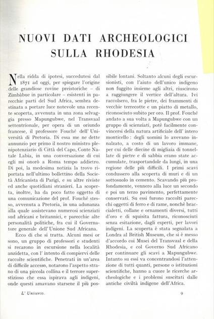 Nuovi dati archeologici sulla Rhodesia - Lidio Cipriani - copertina