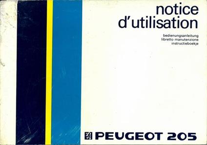 Peugeot 205. Notice d'utilisation - copertina