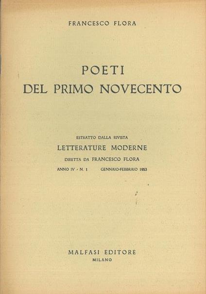 Poeti del primo novecento - Francesco Flora - copertina