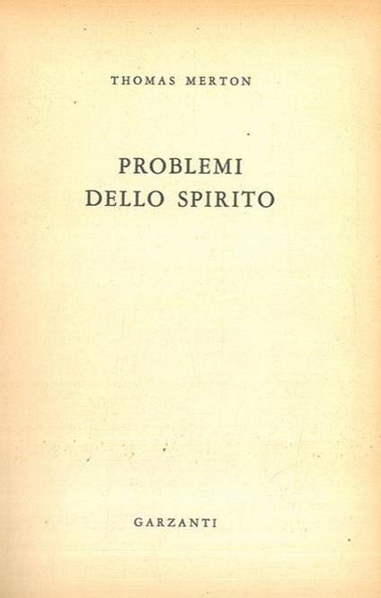 Problemi dello spirito - Thomas Merton - copertina