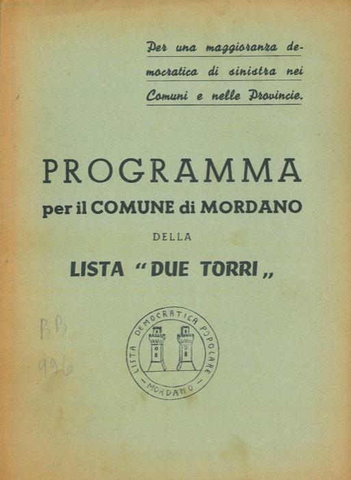 Programma per il Comune di Mordano - copertina