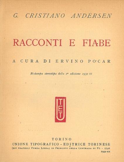 Racconti e fiabe - H. Christian Andersen - copertina