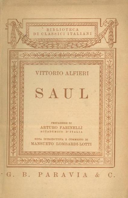 Saul - Vittorio Alfieri - copertina