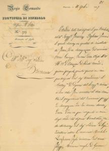 Richiesta di comunicare agli eredi di trombettiere defunto e che surrogava altro militare, di dover provvedere al saldo del pagamento della surrogazione - copertina