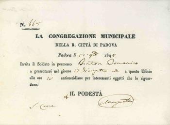 Invito a presentarsi a soldati in permesso entro 5 giorni "per interessanti oggetti che lo riguardano" - copertina
