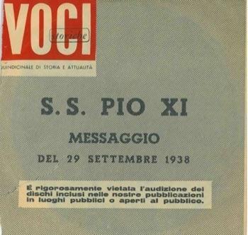 S.S. Pio Xi. Messaggio Del 29 Settembre 1938 - copertina
