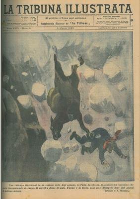 Una valanga nell' alta Lucchesia travolge un contadino col suo mulo, che verranno ritrovati due giorni dopo - A. Minardi - copertina
