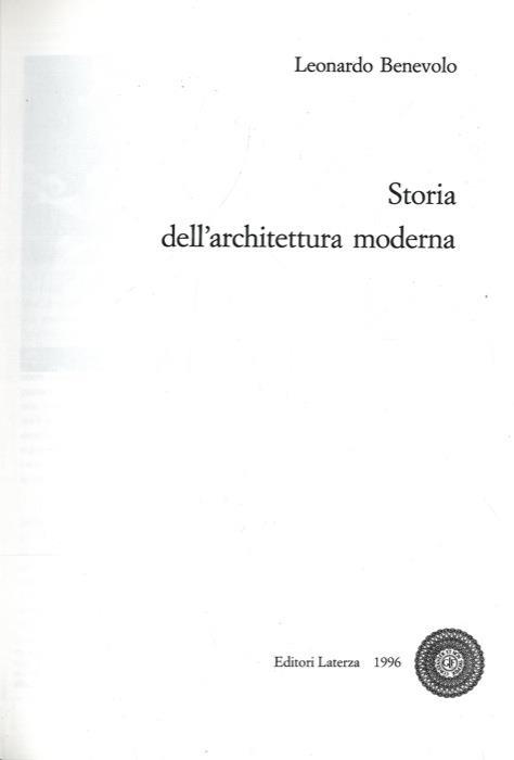 Storia dell'architettura moderna. - Leonardo Benevolo - copertina