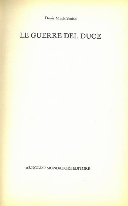 Le guerre del duce - Denis Mack Smith - copertina