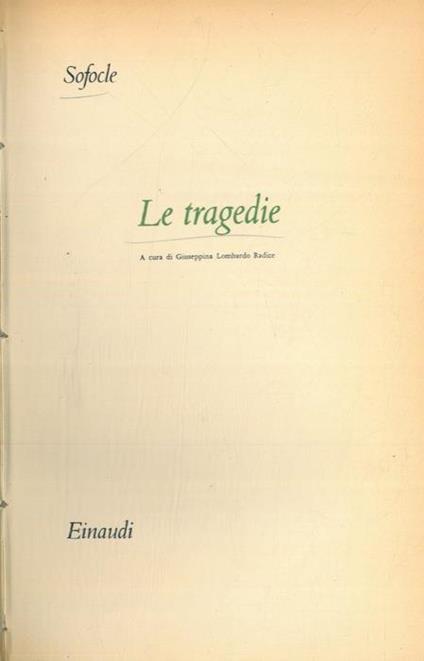 Le tragedie - Sofocle - copertina