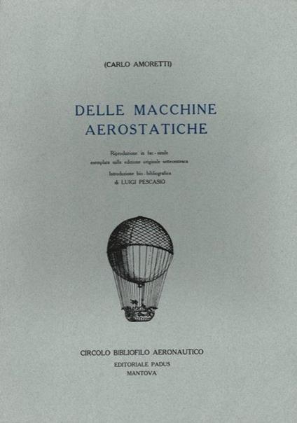 Delle macchine aerostatiche - Carlo Amoretti - copertina