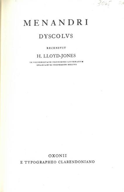 Menandri Dyscolus - copertina