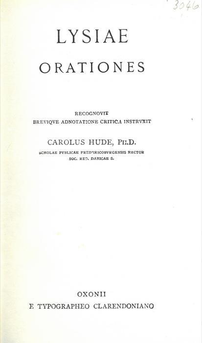 Lysiae Orationes - copertina