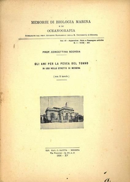 Gli ami per la pesca del tonno in uso nello Stretto di Messina - Concettina Scordia - copertina