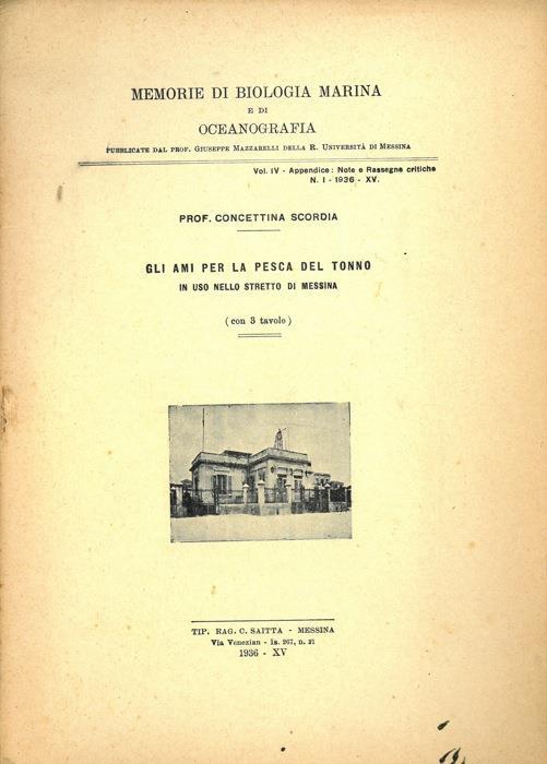 Gli ami per la pesca del tonno in uso nello Stretto di Messina - Concettina Scordia - copertina