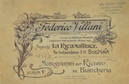 Monogrammi per ricamo su biancheria. Negozio \La ricamatrice\". Album n¡ 1" - copertina