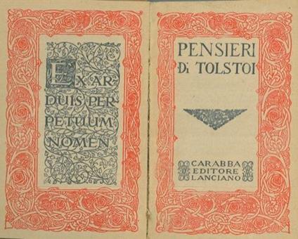 Pensieri - Lev Tolstoj - copertina
