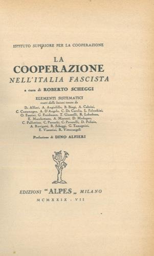 La cooperazione nell'Italia fascista - Roberto Scheggi - copertina