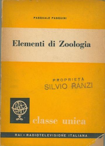 Elementi di zoologia - Pasquale Pasquini - copertina