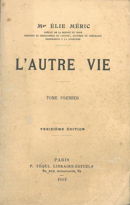 L' autre vie. Tome premier - copertina