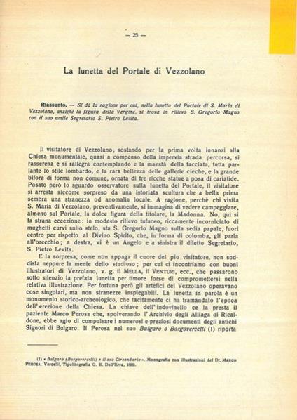 La lunetta del Portale di Vezzolano. Per la costruenda strada di accesso alla Abbazia di Vezzolano - Achille Motta - copertina