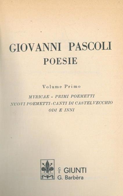 Poesie - Giovanni Pascoli - copertina