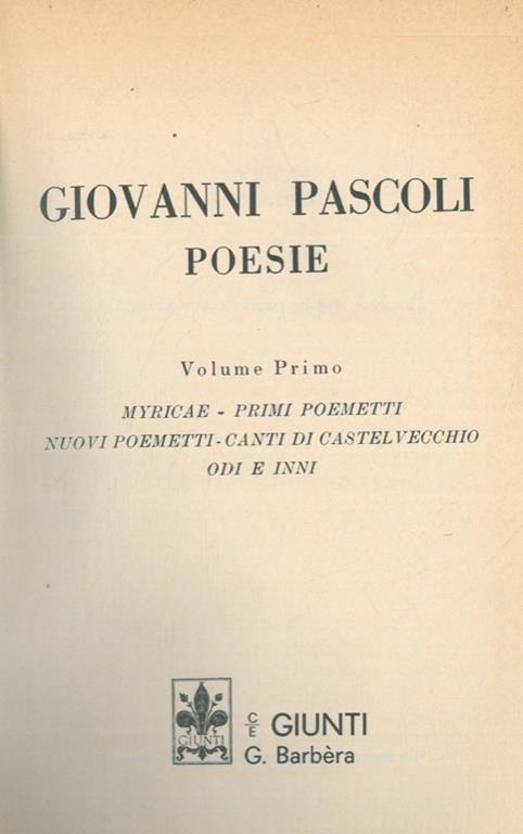 Poesie - Giovanni Pascoli - copertina
