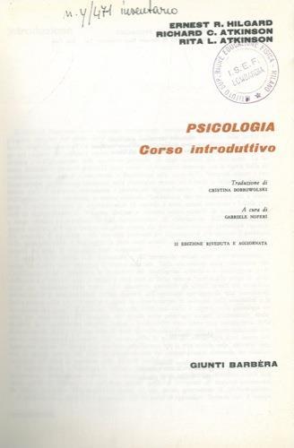 Psicologia. Corso introduttivo - Ernest R. Hilgard - copertina