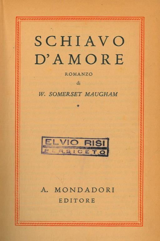Schiavo d'amore - W. Somerset Maugham - copertina