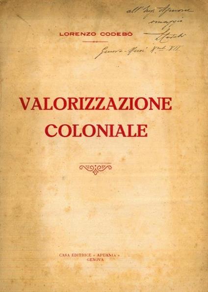 Valorizzazione coloniale - Lorenzo Codebo - copertina