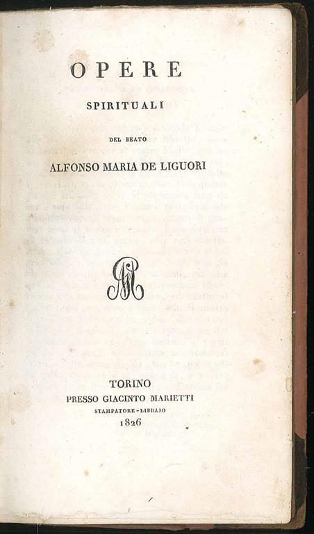 Opere spirituali - Alfonso Maria De Liguori - copertina