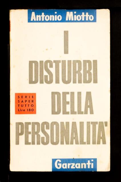 I disturbi della personalità - Antonio Miotto - copertina