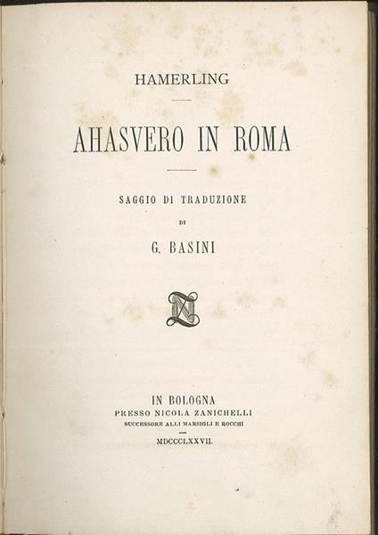 Ahasvero in Roma - copertina