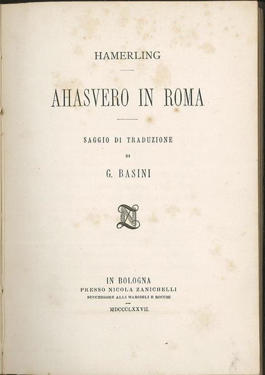 Ahasvero in Roma - copertina