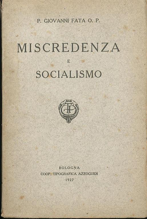 Miscredenza e socialismo - copertina