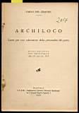 Archiloco - Linee per una valutazione della personalità del poeta - Carlo Del Grande - copertina