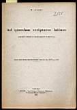 AD QUOSDAM SCRIPTORES LATINOS (observationum criticarum ramenta)