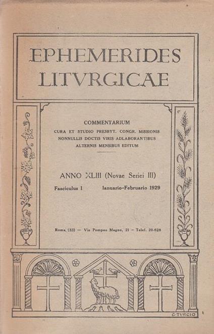 Ephemerides Liturgicae - copertina