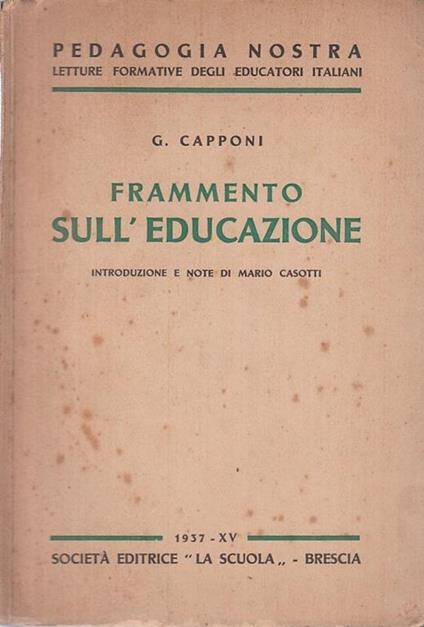 Frammento Sull'Educazione - copertina