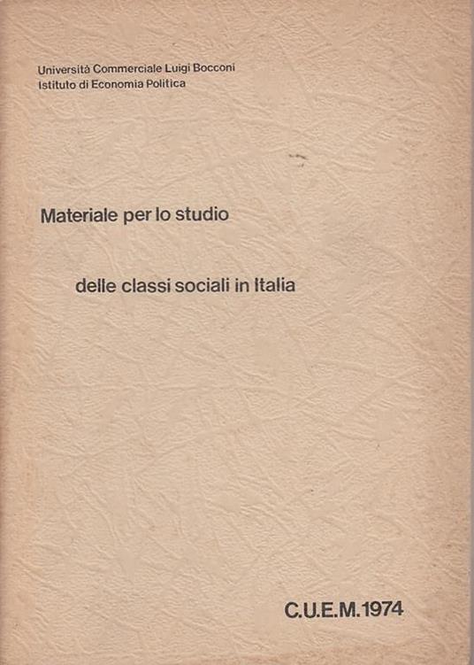 Materiale Per Lo Studio Delle Classi Sociali In Italia - copertina
