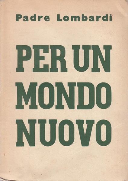 Per Un Mondo Nuovo - copertina