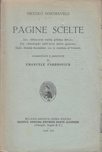 Pagine Scelte - Niccolò Machiavelli - copertina