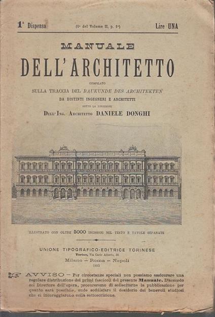 Manuale Dell'architetto Dispense 1/25- Daniele Donghi- Utet - copertina