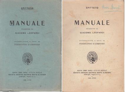 Manuale - Epitteto - Società Dante Alighieri - Epitteto - copertina