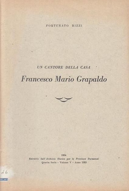Cantore Francesco Mario Grapolo - Rizzi - Parma - Rizzi - copertina