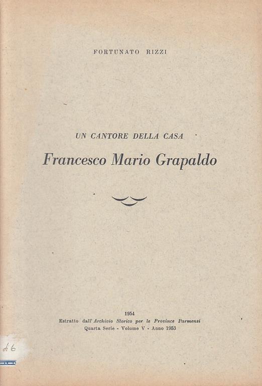 Cantore Francesco Mario Grapolo - Rizzi - Parma - Rizzi - copertina
