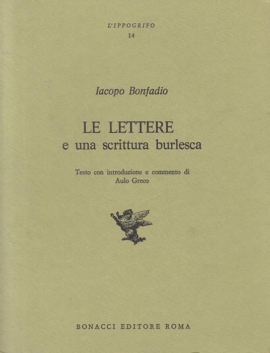 Lettere E Scrittura Burlesca - Bonafadio - Bonacci - copertina